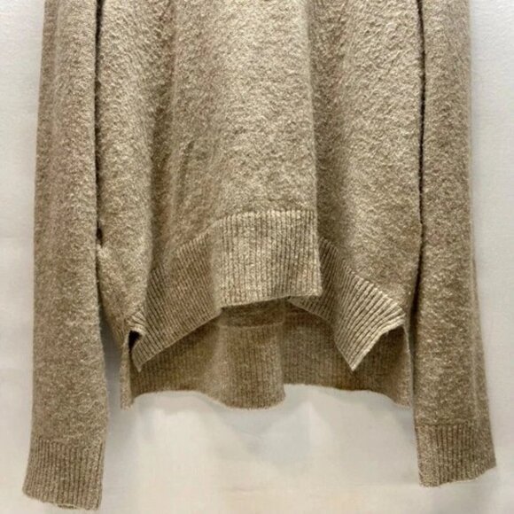 H&M Hooded Sweater Women's Small Oatmeal Heather Oversized Fine Knit Pullover - Picture 3 of 9